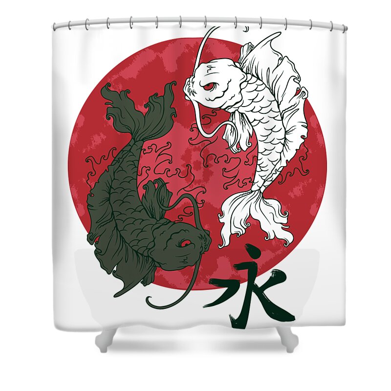 Koi Fish Shower Curtain featuring the digital art Yin Yang Koi Fish by Jacob Zelazny