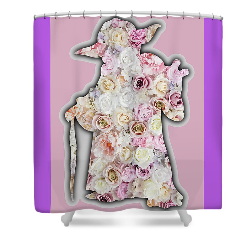 Yoda Shower Curtain featuring the painting Yoda Flower Floral Star Wars by Tony Rubino