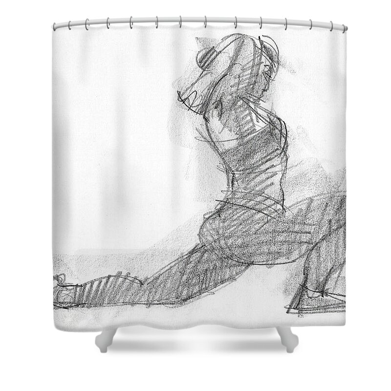 Yoga Shower Curtain featuring the drawing Yoga study Yin 11 by Judith Kunzle
