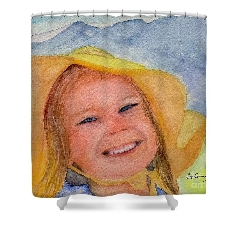 Girl Shower Curtain featuring the painting You Are My Sunshine by Sue Carmony