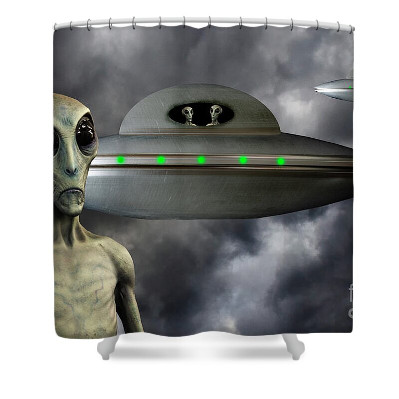 Alien Shower Curtain featuring the photograph You Have No Leader??? by Bob Christopher