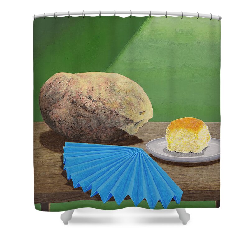 Rock And Roll Fan Shower Curtain featuring the painting You Too? by Jack Malloch