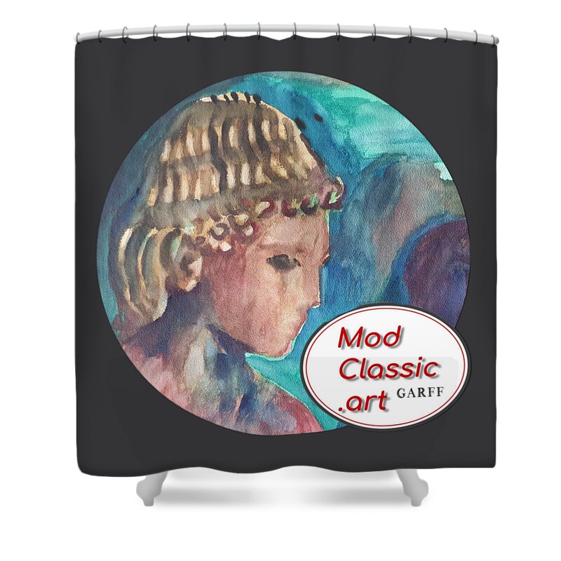 Sculpture Shower Curtain featuring the painting Youth ModClassic Art Style by Enrico Garff
