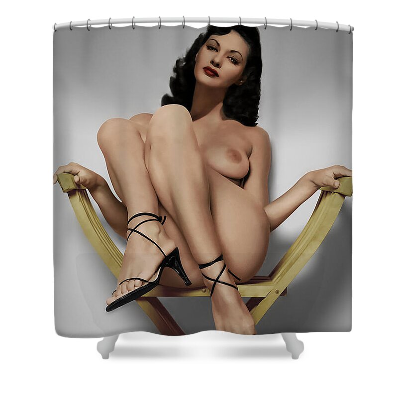 Yvonne De Carlo Shower Curtain featuring the photograph Yvonne De Carlo The Nude Goddess by Franchi Torres