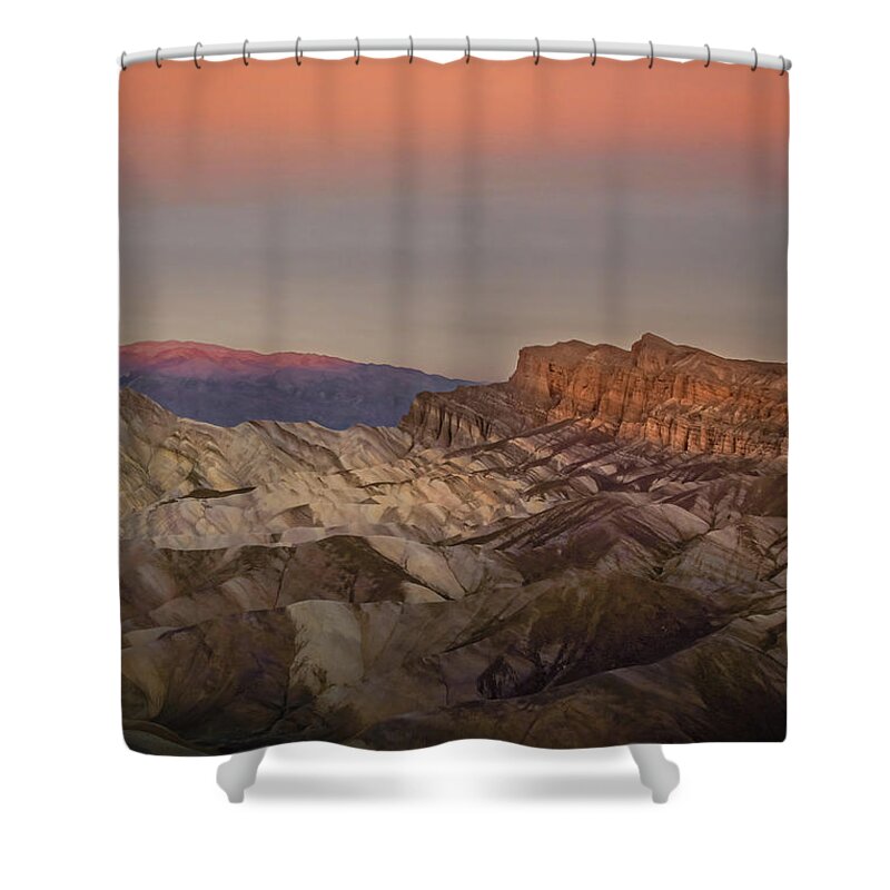 Death Valley Sunrise Shower Curtain featuring the photograph Zabriskie Sunrise by Rebecca Herranen
