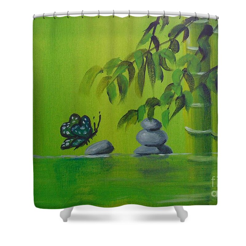 Zen Shower Curtain featuring the painting Zen by Saundra Johnson