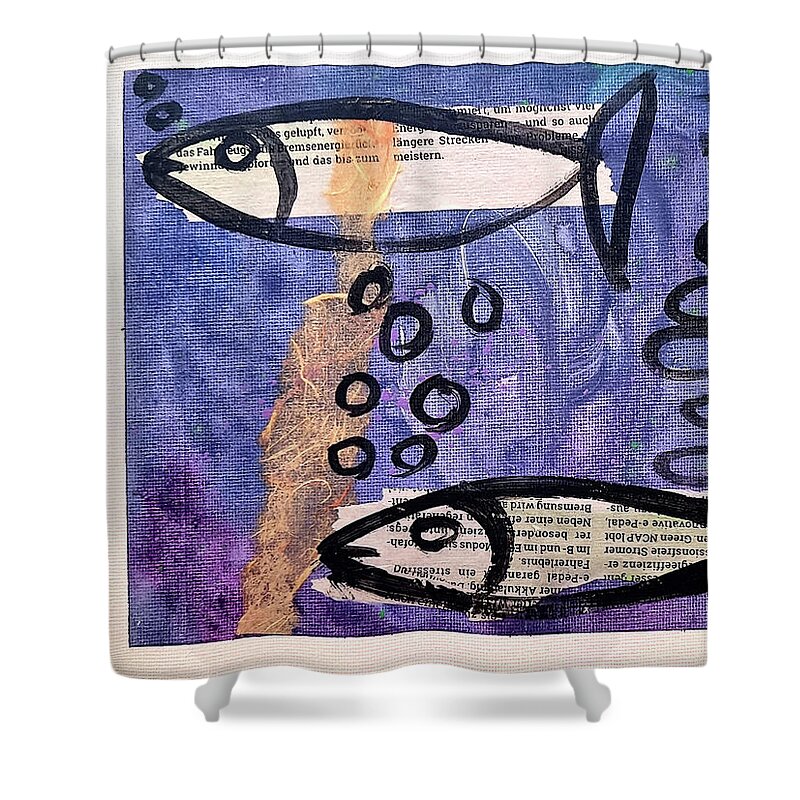 Fish Shower Curtain featuring the mixed media ZenFish by Mimulux Patricia No