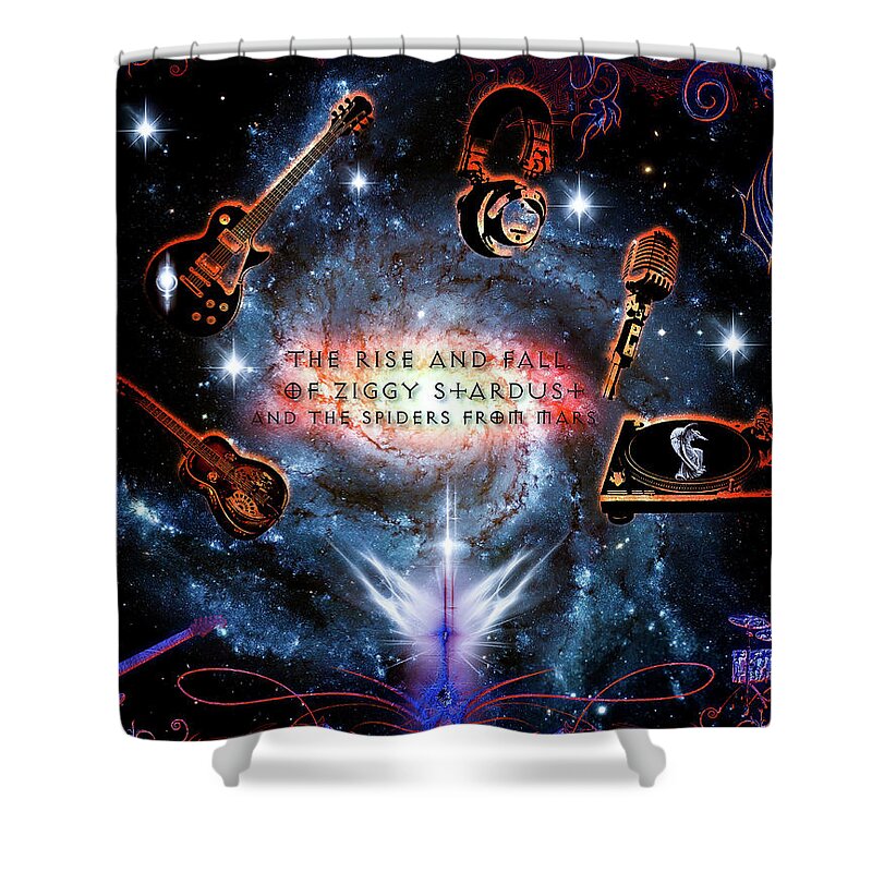 Classic Rock Shower Curtain featuring the digital art Ziggy Stardust by Michael Damiani