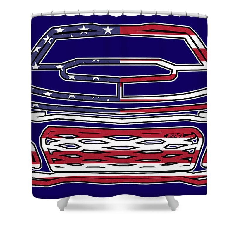 Chevy Shower Curtain featuring the digital art ZL1 Camaro Patriot by Darrell Foster