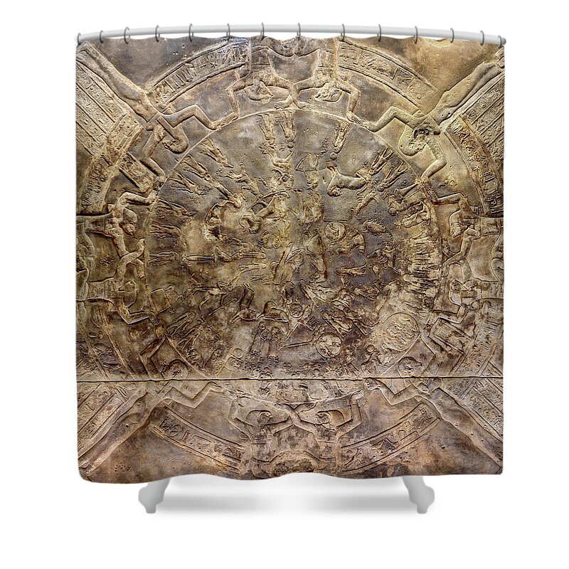 Zodiac Of Dendera Shower Curtain featuring the photograph Zodiac of Dendera 01 by Weston Westmoreland