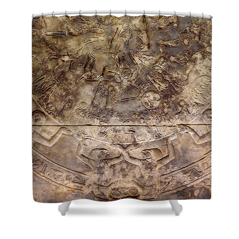 Zodiac Of Dendera Shower Curtain featuring the photograph Zodiac of Dendera 02 by Weston Westmoreland