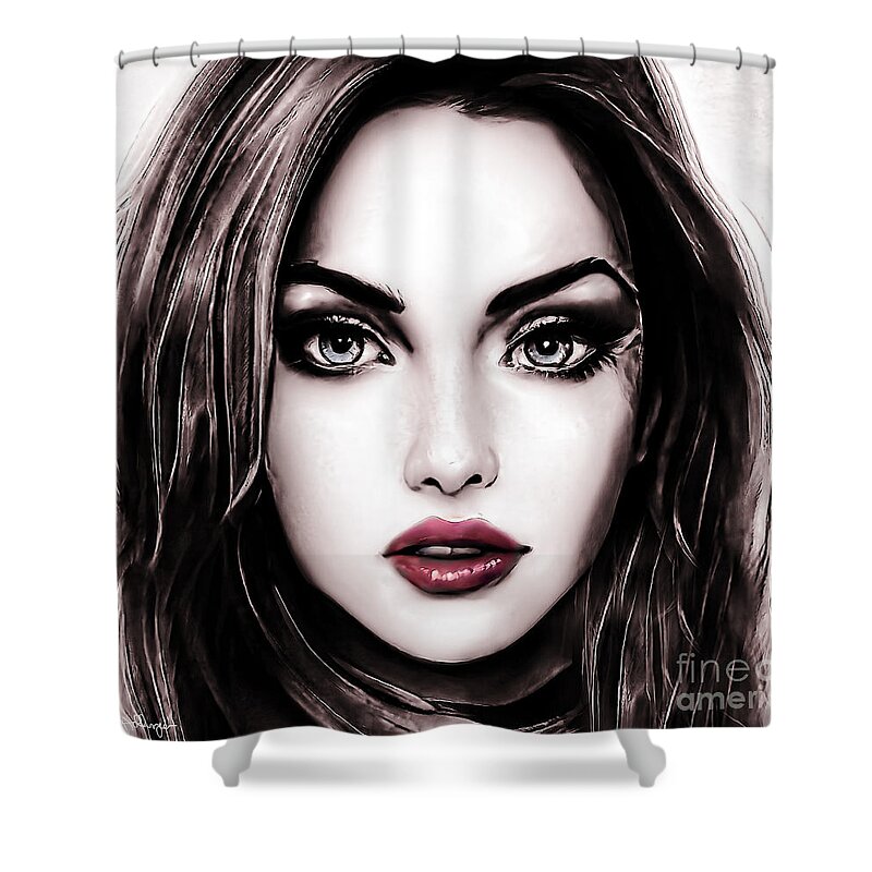 Portrait Shower Curtain featuring the digital art Zoe Selective by Alicia Hollinger
