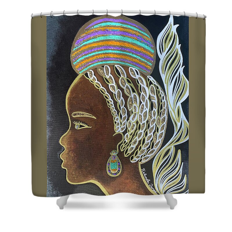 Women Shower Curtain featuring the painting Zuri by Kalunda Janae Hilton