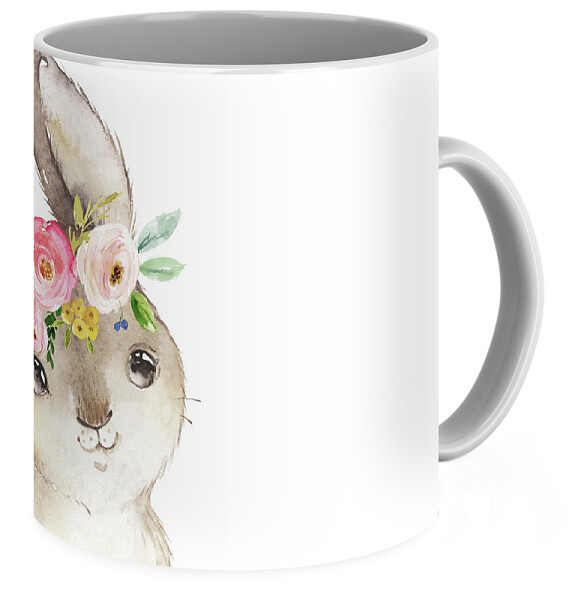 Watercolor Boho Bunny Rabbit Art Print Coffee Mug for Sale by Pink ...