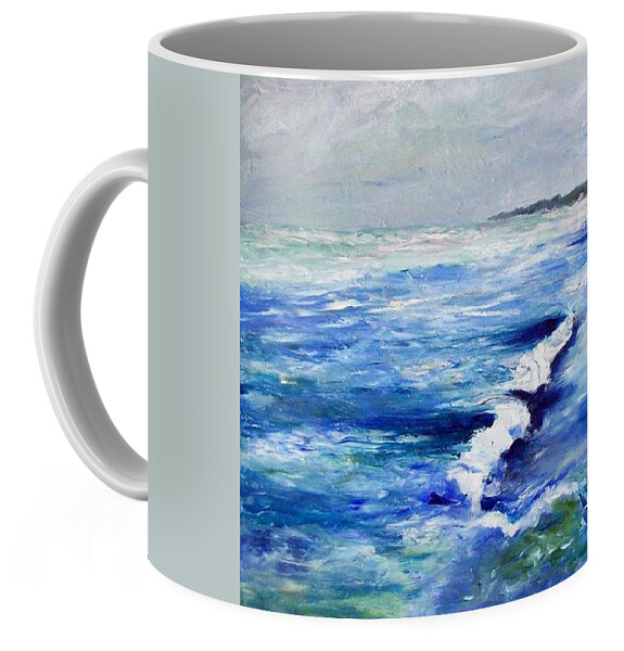 Lake Michigan Beach with Whitecaps Coffee Mug for Sale by Michelle Calkins