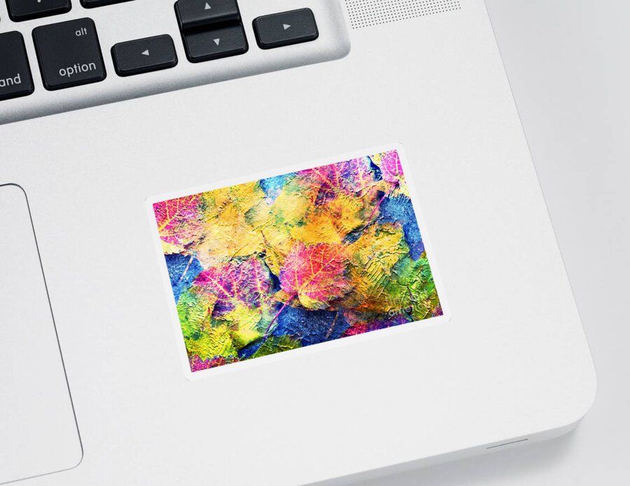 Fall Leaves Sticker featuring the photograph Bright- Colorful Fall Leave Abstract by Judy Palkimas