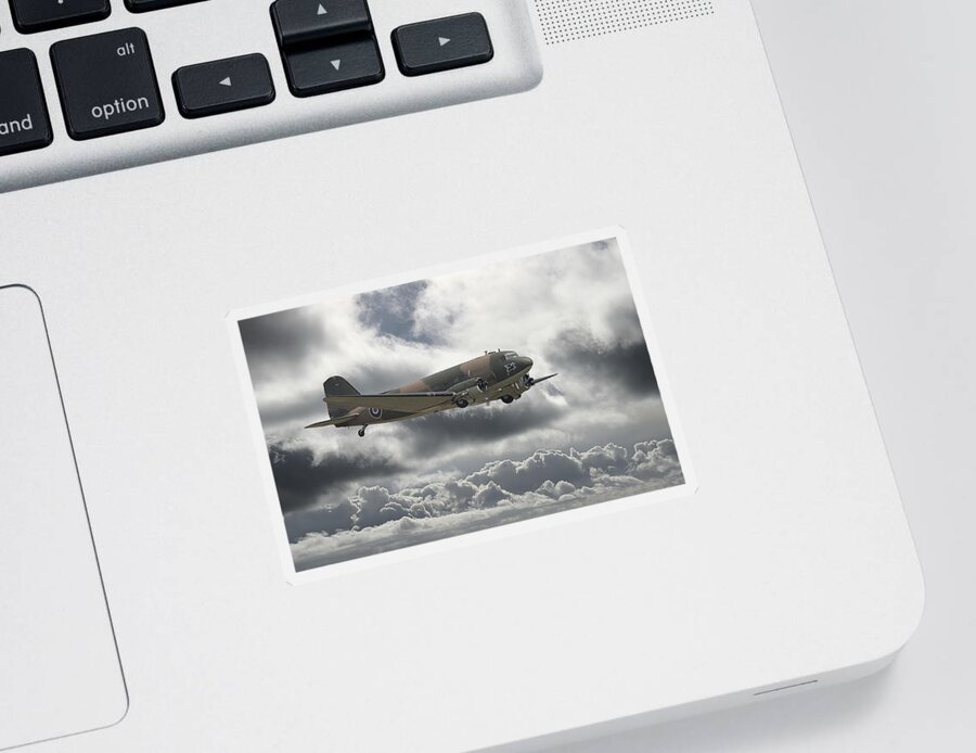 Aircraft Sticker featuring the digital art  DC3 Dakota  Workhorse by Pat Speirs