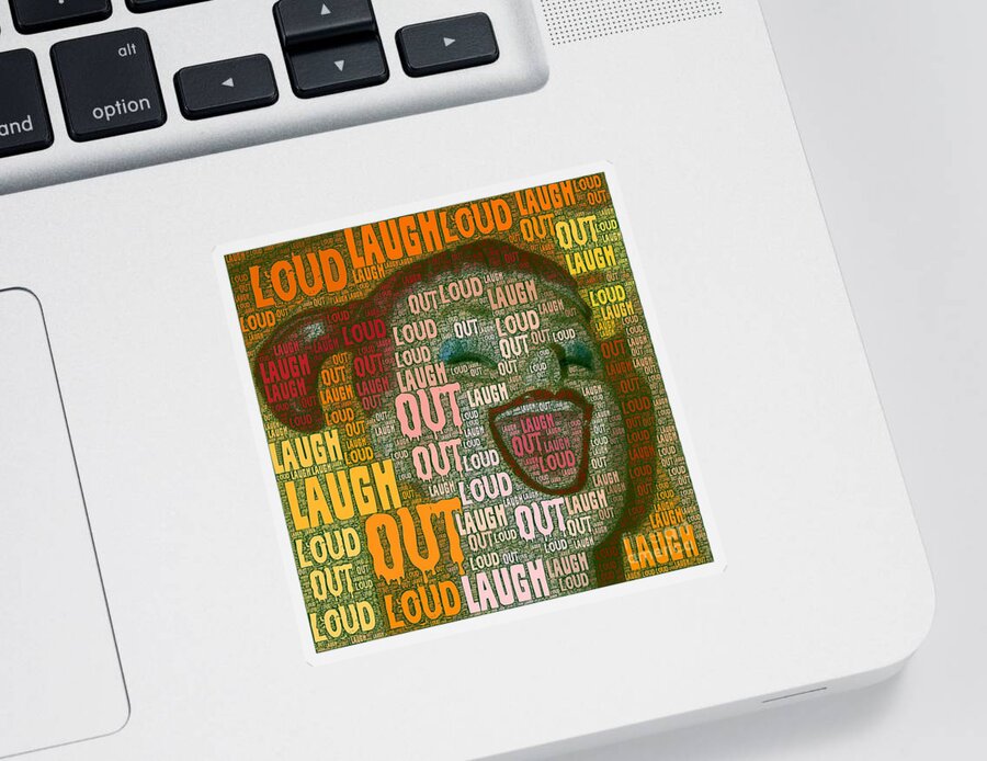 Laughing Sticker featuring the mixed media Laugh out loud by Linda Weinstock
