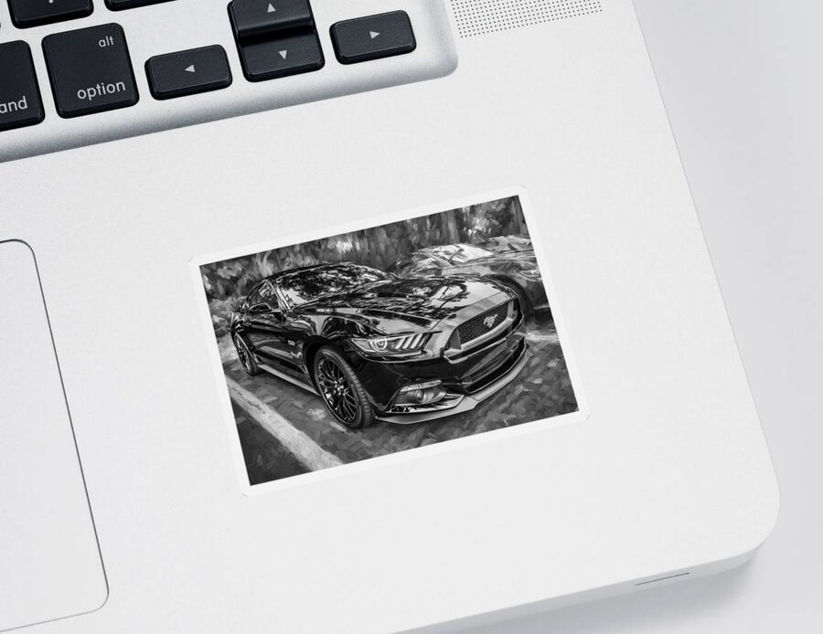 2015 Ford Mustang Sticker featuring the photograph 2015 Ford Mustang GT Painted BW   by Rich Franco