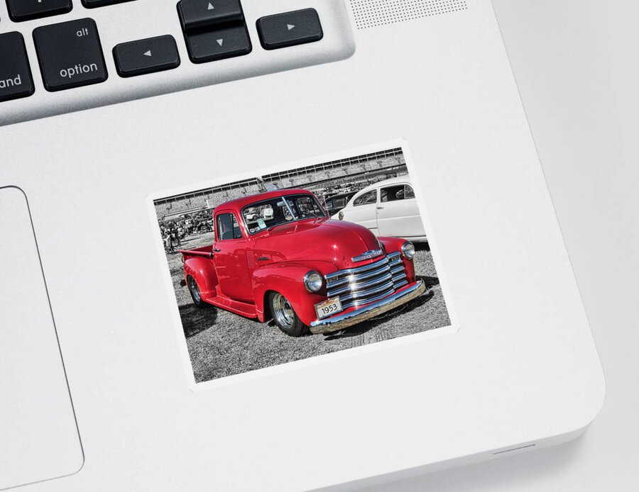 Victor Montgomery Sticker featuring the photograph '53 Chevy Truck #1 by Vic Montgomery