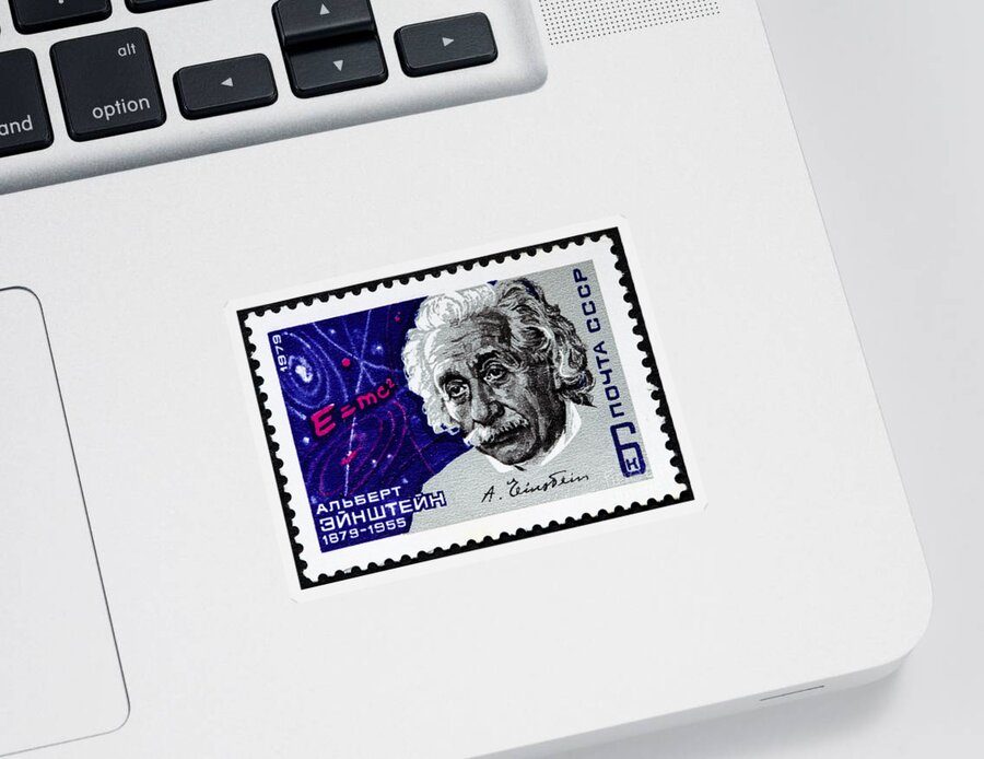 Albert Einstein Sticker featuring the photograph Albert Einstein Stamp by GIPhotoStock