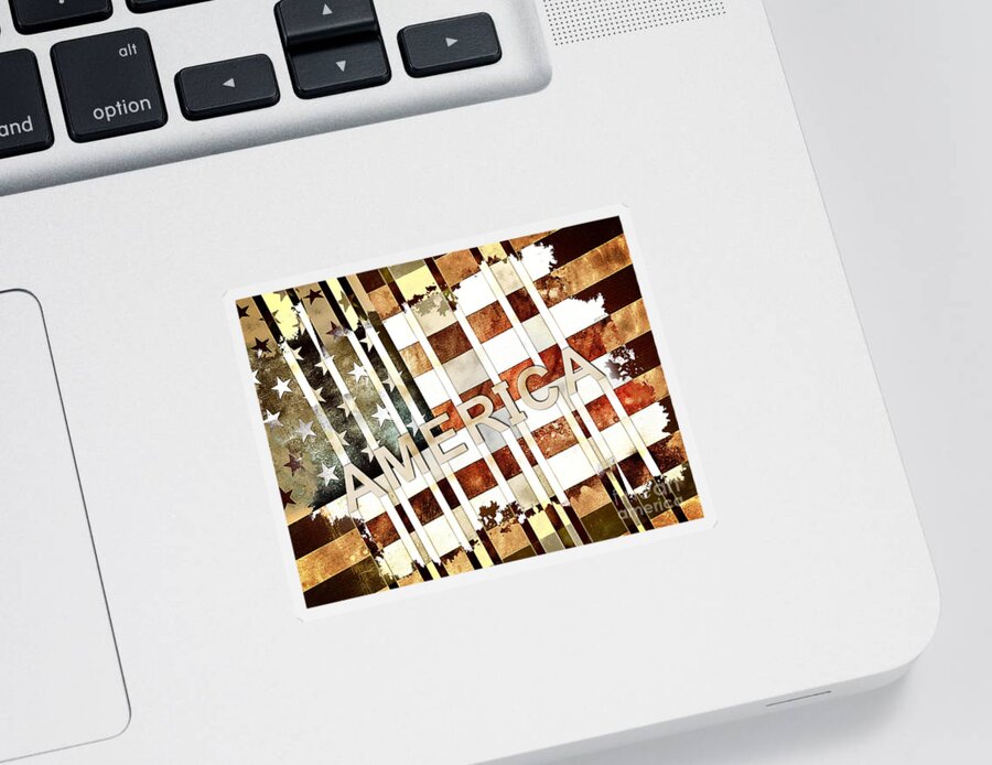 America Sticker featuring the digital art America #2 by Phil Perkins