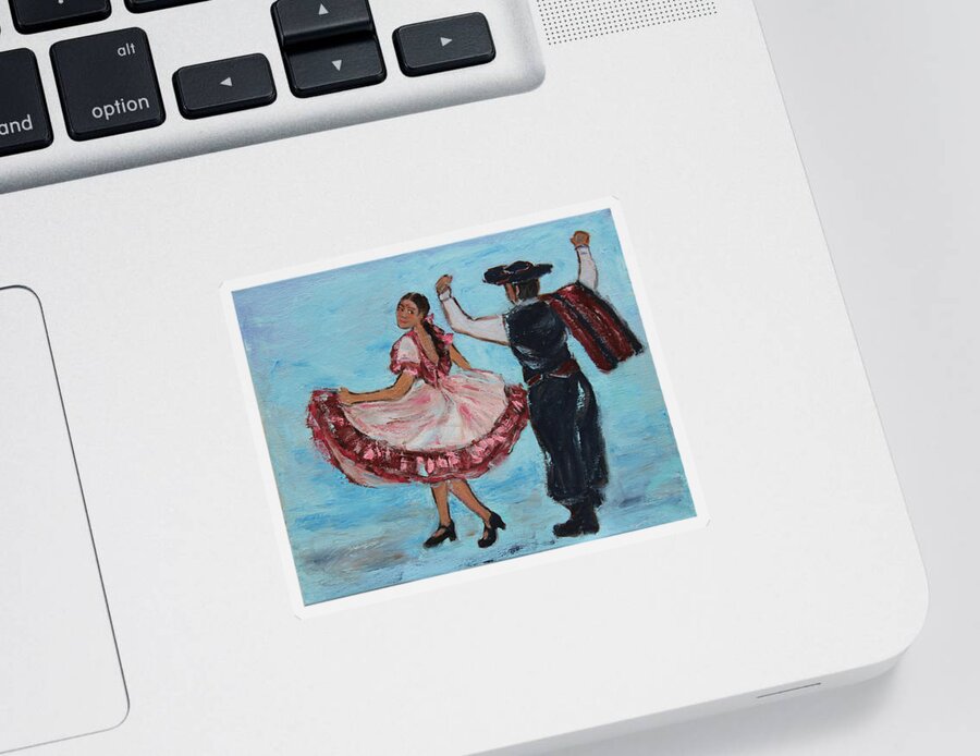 South America Sticker featuring the painting Argentinian Folk Dance by Xueling Zou