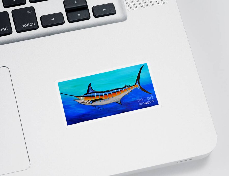 Blue Marlin Fish Sticker featuring the painting Blue Marlin by Laura Forde