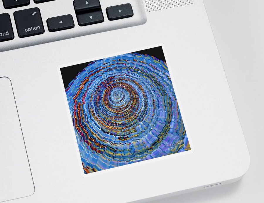 Spiral Sticker featuring the digital art Blue World #1 by Deborah Benoit