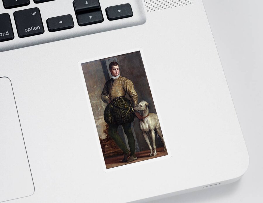 Paolo Veronese Sticker featuring the painting Boy with a Greyhound by Paolo Veronese