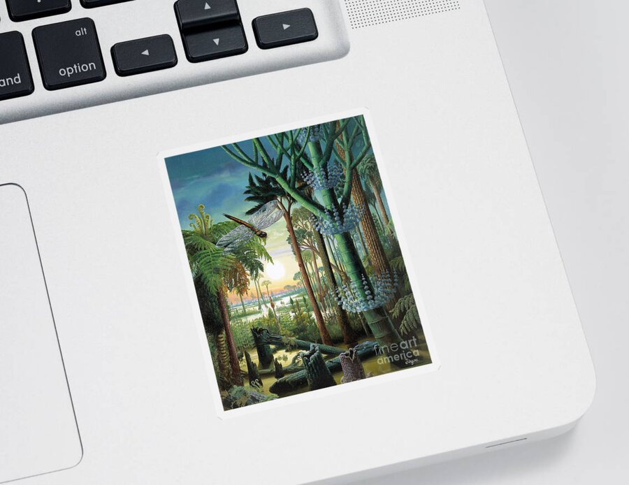 Illustration Sticker featuring the photograph Carboniferous Landscape #2 by Publiphoto