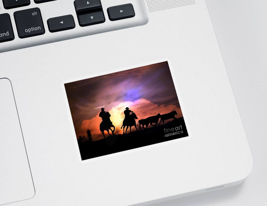 Cowboy Sticker featuring the photograph Cattle Drive #1 by Stephanie Laird