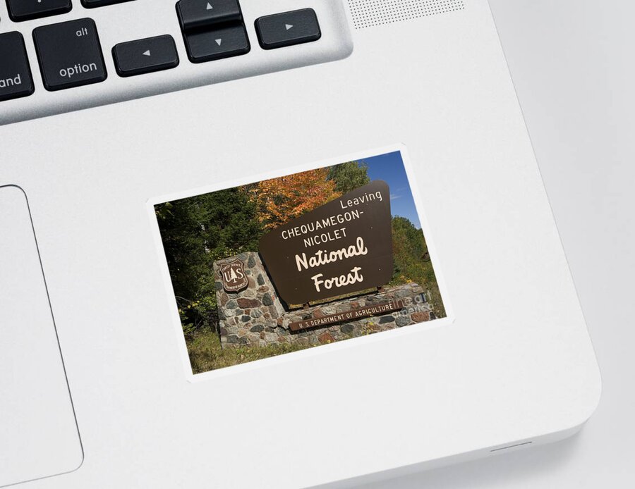 Fall Sticker featuring the photograph Chequamegon National Forest Sign #1 by Linda Freshwaters Arndt