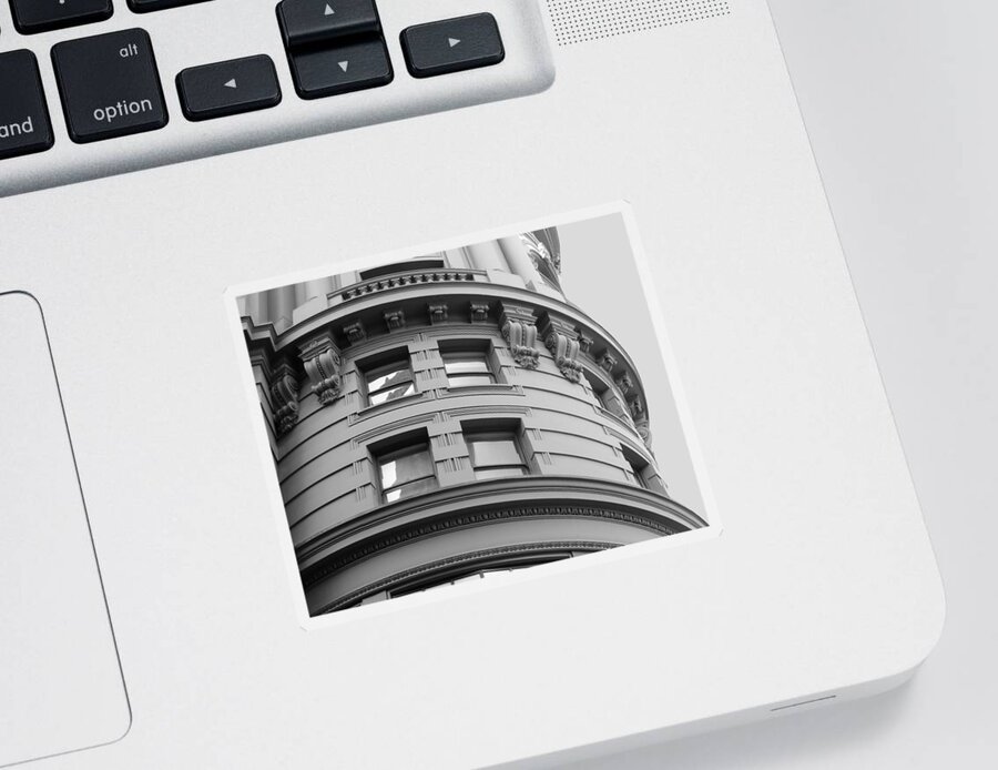 Classical Architecture Sticker featuring the photograph Circular Building Details San Francisco BW by Connie Fox