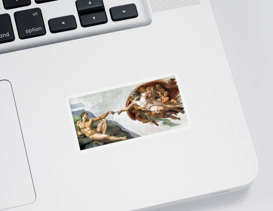 Creation Of Adam Sticker featuring the painting Creation of Adam by Michelangelo Buonarroti