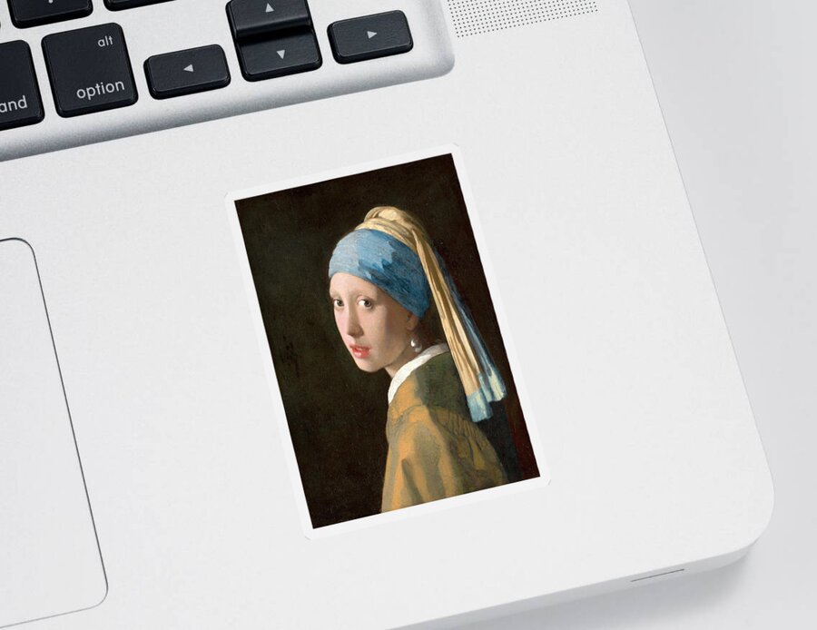 Girl With A Pearl Earring Sticker featuring the painting Girl with a Pearl Earring by Johannes Vermeer