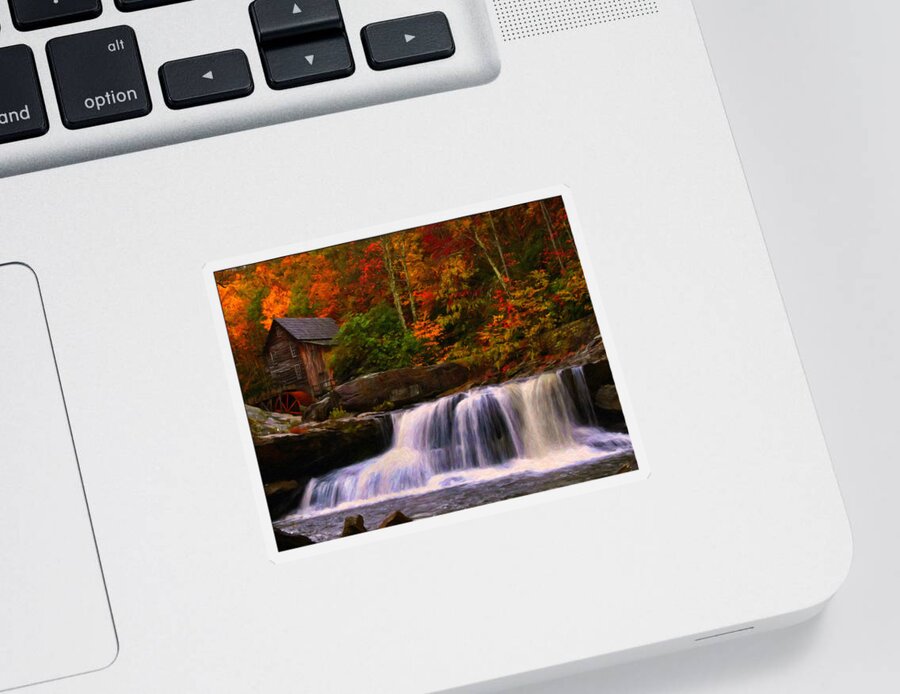 Glade Creek Grist Mill Sticker featuring the digital art Glade Creek grist mill by Flees Photos