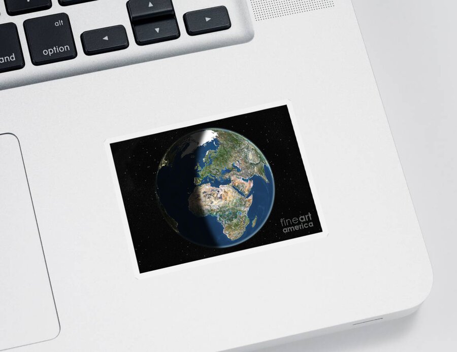 Globe Sticker featuring the photograph Globe Centered On Europe & Africa #1 by Planet Observer