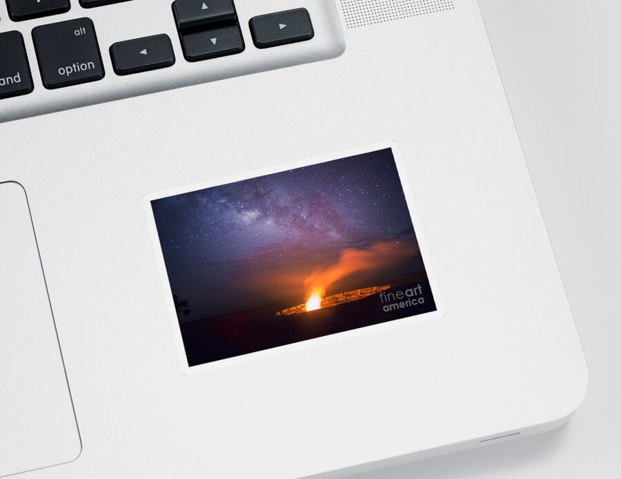 Science Sticker featuring the photograph Halemaumau Crater and Milky Way by Douglas Peebles