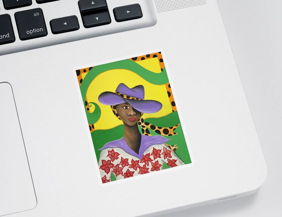 Gullah Art Sticker featuring the painting Hat Appeal by Patricia Sabreee