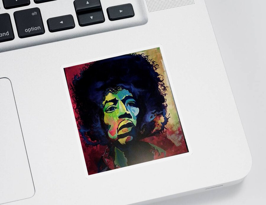  Sticker featuring the painting Jimi by Femme Blaicasso