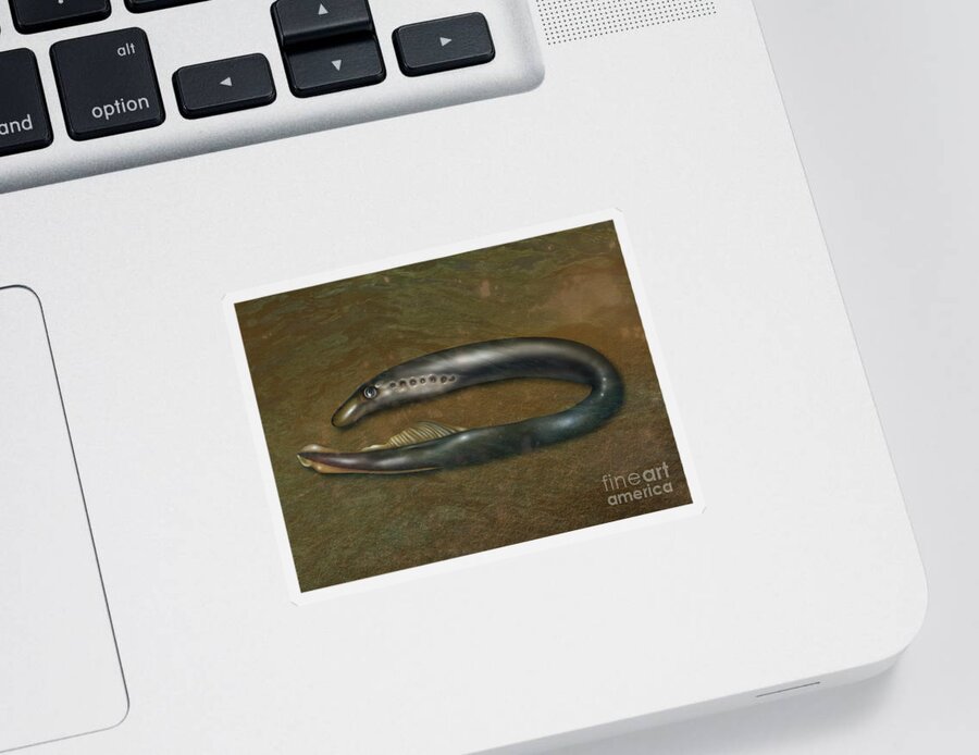 Nature Sticker featuring the photograph Lamprey Eel, Illustration by Gwen Shockey