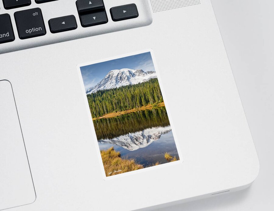 Autumn Sticker featuring the photograph Mount Rainier and Reflection Lakes in the Fall #2 by Jeff Goulden