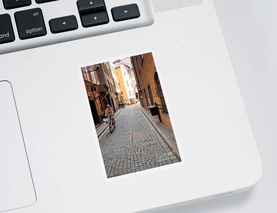 Europe Sticker featuring the photograph Narrow Stockholm Street Sweden #2 by Thomas Marchessault