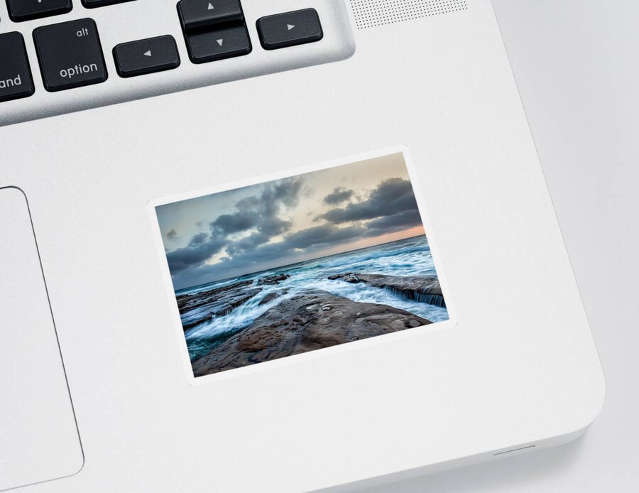 Beach Sticker featuring the photograph Rushing Seas #1 by Peter Tellone