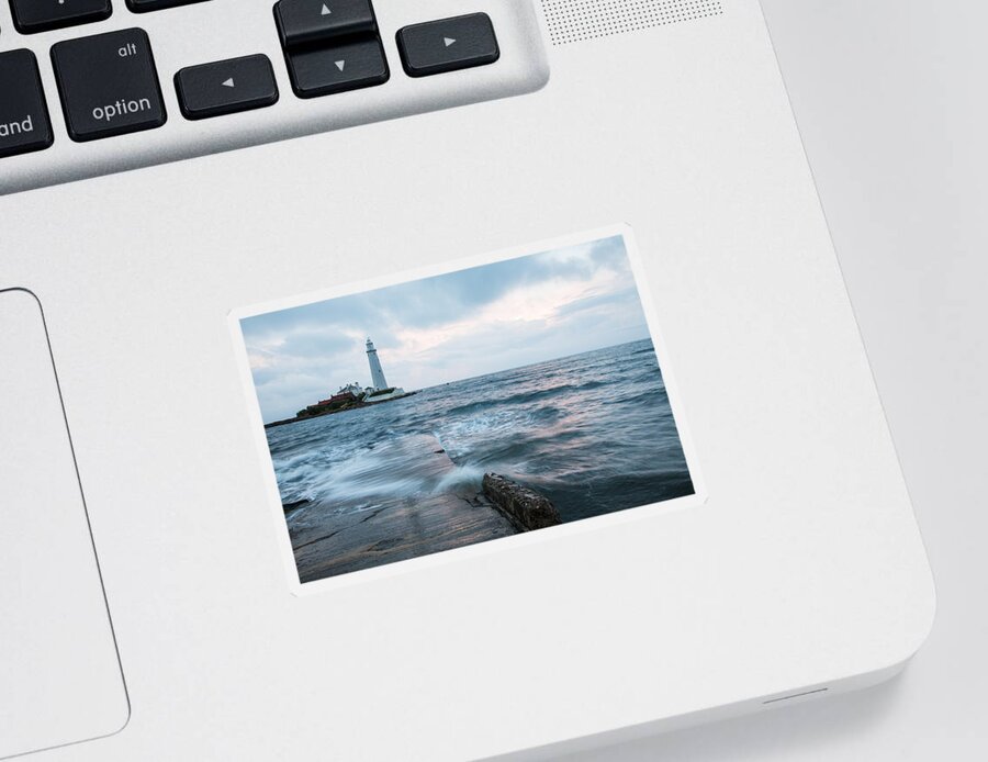 Whitley Sticker featuring the photograph Saint Marys Lighthouse at Whitley Bay #1 by Ian Middleton