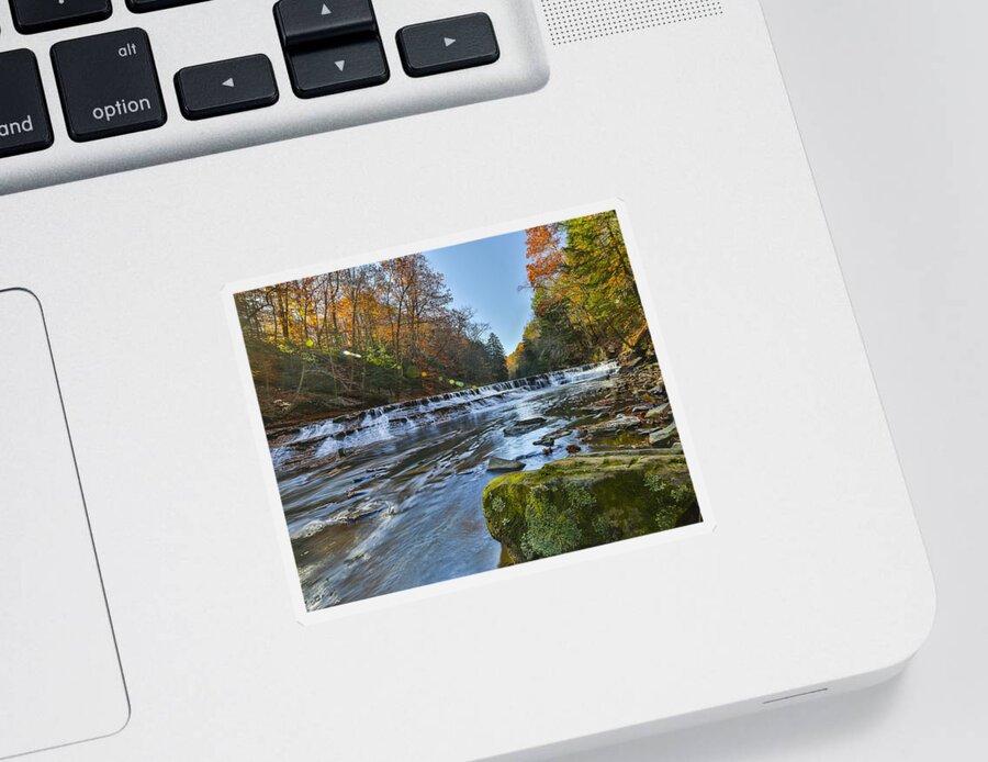 Background Sticker featuring the photograph Squaw Rock - Chagrin River Falls #3 by Jack R Perry