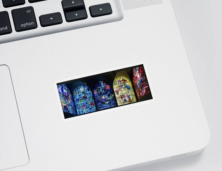 Photography Sticker featuring the photograph Stained Glass Chagall Windows #1 by Panoramic Images