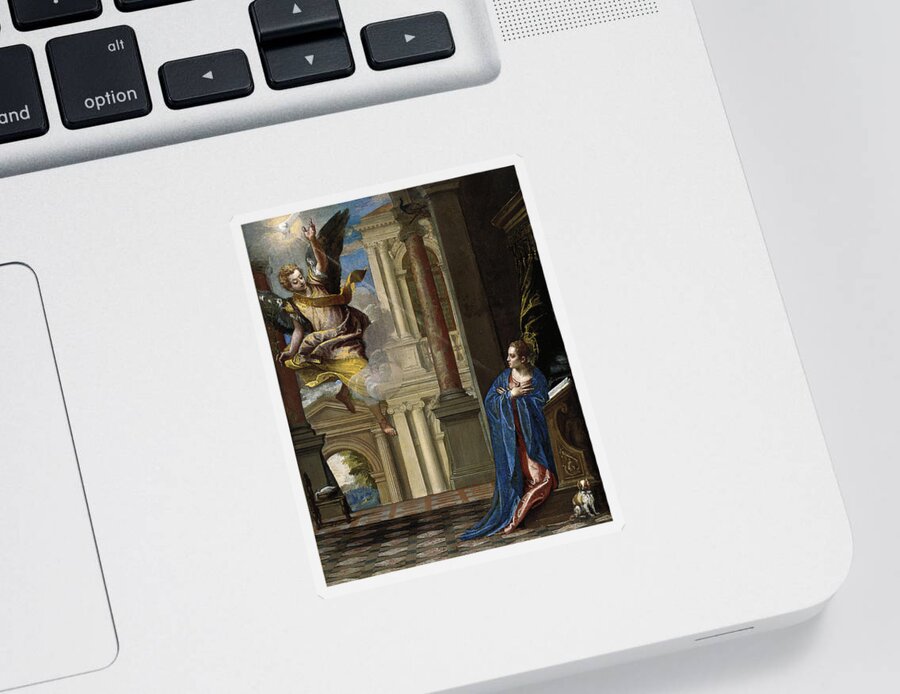 Paolo Veronese Sticker featuring the painting The Annunciation #3 by Paolo Veronese