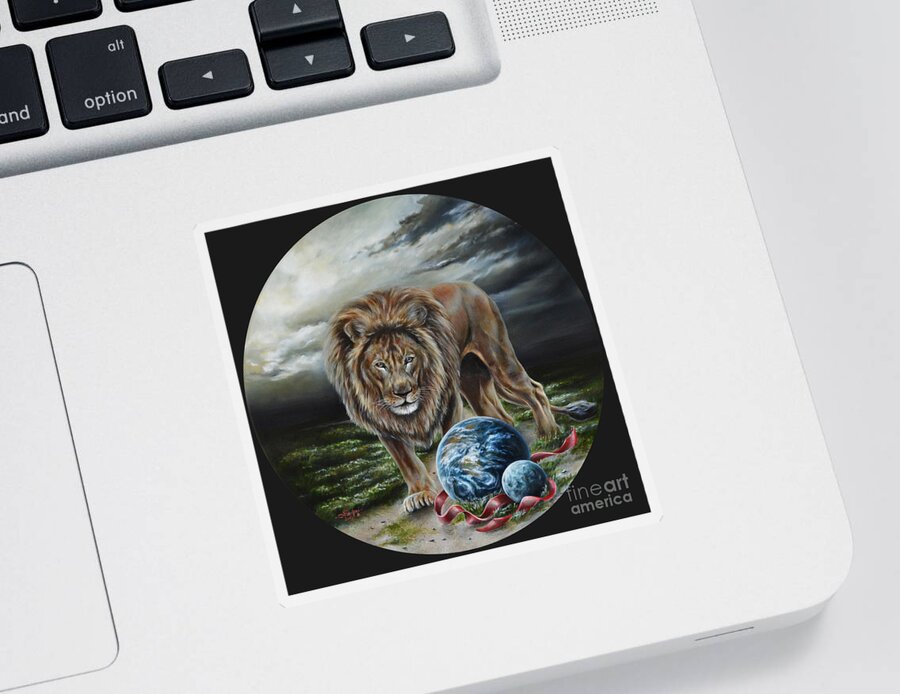 Lion Sticker featuring the painting The art of war #1 by Lachri